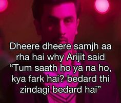 a man standing in front of a red light with the words dheere cheere sanj aa hai why arjit said tum saath no yoya na ho?