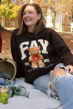 charlie southern: fay teddy sweatshirt – Riffraff Teddy Sweatshirt, Brown Crewneck, Winter Styling, Cute Teddy Bears, Fall And Winter