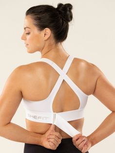 White | Front Jump Higher, High Impact Bra, Busted Band, Bra Size Guide, High Impact Sports Bra, White Sports Bra, High Jump, All Shapes, Sports Bra Sizing