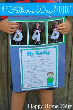 a father's day project for kids with pictures on the front and back of it