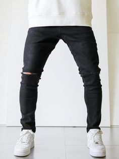 BLACK RIPPED JEANS IN 4-WAY STRETCH FABRIC . • SLIM 5 POCKET FIT  • BOTH KNEE RIPPED • MODEL IS 1.80cm height, 75kg WEARING SIZE 31 • 97% COTTON 3% ELASTANE • PRODUCT CODE: B5078 • Made in Turkey. Our jeans are designed for ultimate style, comfort and are detailed with branded trims and hardware for an authentic finish Ripped Black Jeans, Black Ripped Jeans, 4 Way Stretch Fabric, Ripped Jeans, Natural Skin Care, Stretch Fabric, Black Jeans, Pants, Fabric