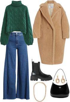 Outfit Botas, Stylish Winter Outfits, Neutral Outfit, Casual Chic Outfit, Outfit Shoplook, Chain Bag, Knit Crop, Short Necklace