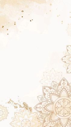 an abstract floral background with gold and white flowers on the left hand side, in shades of beige