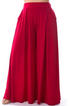 palazzo plus pants Brand: Nylon Style: P1225 Fabric: 95% Polyester, 5% Spandex Details Solid color wide leg elastic waist bend pocket (waist: 49 inch) detail skirt pants. Palazzo pants. Made in USA. Model wear OS 5"8 Dress size 10. 43-32-54. Made in USA Plus Pants, Birthday Club, Palazzo Pants, Black White Red, Jumper Dress, Skirt Pants, Red Formal Dress, Bend, Leg Pants