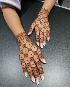 two hands with henna designs on them