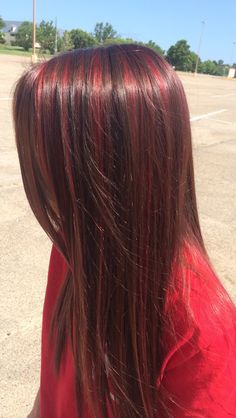 Got red highlights! Red Hair Streaks, Red Hair With Highlights, Cherry Red Hair