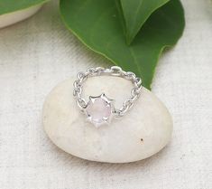 Brighten your day with the sparkly beauty of this unique flexible chain ring boasting a pineapple-cut rose quartz center. From Margo Manhattan. Chain Ring, Silver Roses, Brighten Your Day, Manhattan, Rose Quartz, Pineapple, Jewelry Rings, Sterling Silver, Chain