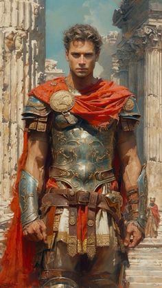 a painting of a man dressed in roman armor