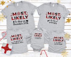 Matching Family Christmas Shirts 25 Quote, Most Likely to Superlative Funny Buffalo Plaid Holiday Outfit Mom Dad Baby Toddler Kid Friends - Etsy