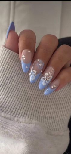 Summery Nails, Girly Acrylic Nails, Short Acrylic Nails Designs, Beach Nails, Pretty Acrylic Nails, Short Acrylic Nails, Best Acrylic Nails, Flower Nails, Cute Acrylic Nails