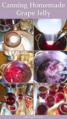 the process of making homemade grape jelly