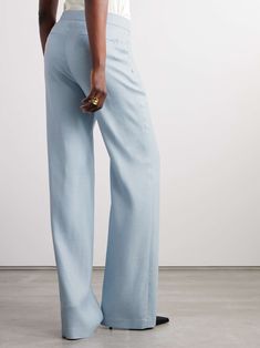 Chic Wide Leg Culottes, Chic Wide Leg Culottes With Loosely Fitted Hips, Chic Fitted Straight Culottes, Chic Full Length Summer Pantsuit, Chic Full-length Summer Pantsuit, Chic Summer Full Length Pantsuit, Fitted Wide-leg Pantsuit, Chic Spring Wide Leg Pants, Chic Relaxed Fit Wide-leg Culottes