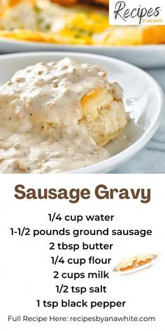 sausage gravy recipe on a white plate