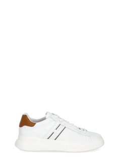 Upper: 100% Leather Sole: 100% Rubber White Leather Sneakers With Leather Footbed, Brown Calf Leather Sneakers With Leather Footbed, White Lace-up Sneakers With Leather Footbed, Luxury Sneakers With Leather Footbed, Sporty Brown Sneakers With Leather Footbed, Italian Luxury Brands, Italian Luxury, Luxury Shop, Luxury Boutique