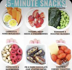 the five minute snack is full of fruits, vegetables, and other things to eat