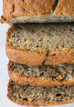 slices of banana bread stacked on top of each other