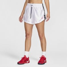 Rep your nation in soft comfort with these USA basketball shorts. A high-waisted fit and snaps along the legs give a retro look while sweat-wicking fabric helps keep you dry. Nike High-waisted Workout Shorts, Nike Sportswear Shorts For Sports Events, White Athletic Shorts With Built-in Shorts For Gym, Athleisure Moisture-wicking Shorts For Cheerleading, Moisture-wicking Short Bottoms For Cheerleading, Moisture-wicking Shorts For Cheerleading, Athleisure Athletic Shorts With Elastic Waistband For Cheerleading, Athleisure Athletic Shorts For Cheerleading, Athleisure Shorts For Cheerleading