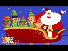 an animated christmas scene with santa and his elves