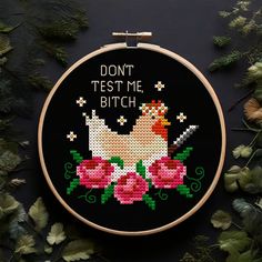 Sassy Mini Cross Stitch: Cheeky Chicken Cross Stitch: Rude & | Inspire Uplift Cottagecore Cross Stitch, Cross Stitch Motifs, Rude Cross Stitch, Chicken Embroidery, Floral Chicken, Chicken Cross Stitch, Prayer Stations, Funny Embroidery, Funny Cross Stitch