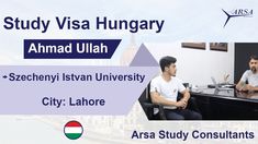 two men sitting at a desk in front of a computer screen with the words study visa hungry