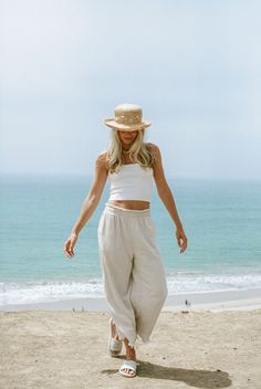 Luca Lined Linen Pants Casual Linen Harem Pants For Summer, Casual Linen Harem Pants For Vacation, Casual Beige Harem Pants For Vacation, Casual Beach Harem Pants, Relaxed Fit Linen Wide Leg Pants For Day Out, Casual Relaxed Fit Harem Pants For Beach, Casual Harem Pants For The Beach, Beachy Relaxed Cotton Bottoms, Beachy Relaxed Fit Cotton Bottoms