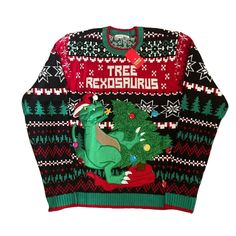 Tree Rexosaurus Dinosaur Tree Ornaments Ugly Christmas Sweater Size Xl Get Into The Holiday Spirit With This Festive And Funky Christmas Sweater Featuring The Iconic Rexosaurus Dinosaur Tree Ornaments. This Sweater Is Perfect For Any Dinosaur Enthusiast Or Fan Of Ugly Christmas Sweaters. Made Of High-Quality Acrylic Material With A Tight-Knit Fabric Type, This Sweater Is Both Comfortable And Durable. With Long Sleeves, A Crew Neck, And A Size Xl, This Pullover Is Designed For Men Who Want To Sho Dinosaur Tree, Ornaments Making, Mens Ugly Christmas Sweater, Ugly Christmas Sweaters, Sweaters Crewneck, Acrylic Material, Christmas Sweater, Ugly Christmas, Holiday Spirit