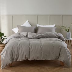 PRICES MAY VARY. 【Full Size Package Includes】 3 Pieces Washed Linen Cotton Blended Duvet Cover Set:1 Duvet Cover (78" x 86"),2 Standard Pillowcases(20"x 26"). Note: Duvet insert and pillows are not included. 【Fabric Feature】Made of 55% Linen and 45% Cotton Fabric. Our Luxury linen blended duvet cover set retains rich texture of Linen, with soft touch and washed style. It has better moisture absorption and breathability than cotton fabric, which can ensure that you feel cool in summer and warm in Warm Grey Bed, Linen Duvet Cover Grey, Neutral Duvet Covers, Twin Size Duvet Covers, Euro Pillows, Linen Duvet Cover, Farmhouse Bedding, Bed Linen Sets, Linen Duvet Covers