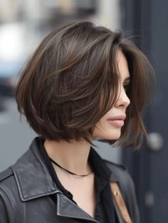 A Line Layered Bob, Straight Haircuts, Layered Thick Hair, Chin Length Haircuts, Black Hair With Highlights, Layered Bob Hairstyles, Short Layered Haircuts, Layered Bob