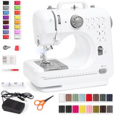 6V Portable Foot Pedal Sewing Machine w/ 12 Stitch Patterns Portable Sewing Machine, Costura Diy, Needle Threader, Seam Ripper, Textile Crafts, Create Diy, Creative Hobbies, Sewing For Beginners, Sewing Kit