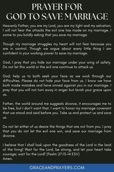 the prayer for god to save marriage