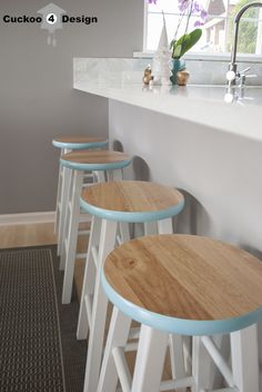 an image of a website page with three stools in front of a counter top