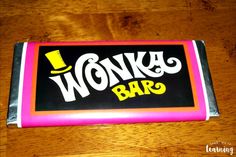 a pink and black bar with the word wonka's bar written on it