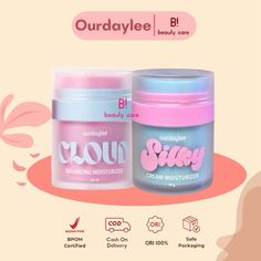 Ourdaylee Cloud Balancing Moisturizer Netto 50g  Ourdaylee Cloud Moisturizer diformulasikan untuk menjadi Moisturizer yang sangat Ringan untuk pemakaian sehari - hari, dan tidak memberikan efek tebal atau berat, serta Cloud moisturizer tidak membuat wajah menjadi oily.  BPOM REGISTERED ✅ NO BPOM: NA18230103841 ______________________________________________  Ourdaylee Silky Cream Moisturizer Netto 50g  Suitable for DRY SKIN   BPOM REGISTERED ✅ NO BPOM: NA18230116715 Cream Moisturizer, Facial Moisturizer, Moisturizer Cream, Beauty Care, Dry Skin, Moisturizer, Packaging, Cream, Skin