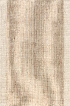 a beige and white rug with vertical stripes