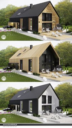 Plan Villa, Barn House Design, House Cladding, Modern Barn House, Architecture Model House, Beautiful House Plans, Barn Style House, Village House Design, Modern Barn