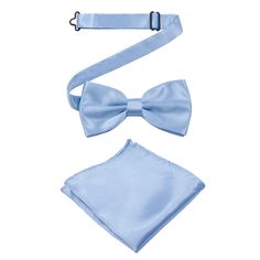 PRICES MAY VARY. CONVENIENT MEN BOW TIES SET --This bowties handkerchiefs set are made of durable & cozy polyester silk fabric which is never fade and anti-wrinkle. Meanwhile, bowtie and pocket sqaures stitching are perfectly neat,can keep your neat shape perfectly all day. ADJUSTABLE PRE-TIED BOW TIE -- adjustable length, allow for maximum comfort and customization, one size fits most (bands extend up to approx. 45 cm, and you will feel comfortable even if you wear it for long hours).The dimens Classic Party Ties With Pocket Square, Elegant Formal Summer Handkerchiefs, Summer Wedding Suit And Bow Tie Accessories, Wedding Ties With Butterfly Knot, Light Blue Bow Tie, Pocket Square Wedding, Bow Ties For Men, Formal Tuxedo, Blue Bow Tie