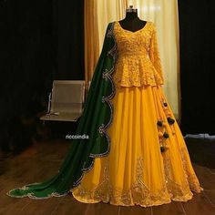 Haldi Dress, Baju Kahwin, Haldi Outfits, Function Dresses, Green Lehenga