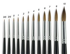 the different types of paint brushes are shown in this image, with numbers on each side