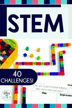 Monthly STEM challenges for early elementary kids. With 40 challenges you can bring math and science into your classroom all year long with fun and engaging STEM activities. Engineering Activities, Engineering Design Process, School Hallways, Math And Science