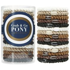 L. Erickson Grab & Go Ponytail Holders are must-have hair ties. Constructed of thick elastic accented with an ornamental oval bead, these hair bands are no crease and damage free. These hair ties are perfect for a simple ponytail and offer exceptional hold. Keep a few in your purse, desk, and car for a quick and comfortable on-the-go styling solution. Size: one size.  Color: Multicolor.  Gender: female.  Age Group: adult. Grab And Go Hair Ties, Best Hair Ties, Hair Accessories Ponytail, Toddler Girl Toys, Bday List, Banana Clip, Simple Ponytails, Cocktail Kits, Perfume Gift Sets