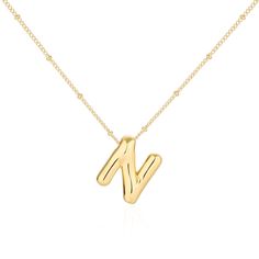 PRICES MAY VARY. 【Bubble Initial Pendant Necklace】: You can choose the letters associated with your name, family and friends. This is a meaningful gift for your loved ones, wearing a monogrammed initial necklace is a classic way to show your personality! 【Cute Letter Necklace Design】: 18K gold plating ensures the necklace is long lasting and durable, solid pendant adds texture, and the pendant is punched with small holes to allow the chain to move freely. Necklace is 16.5"+2" adjustable chain. 【 Gold Necklace With Letter Beads For Birthday, Birthday Yellow Gold Initial Necklace, Cute Letter, Alphabet Necklace, Bubble Necklaces, Cute Letters, Trending Necklaces, Dainty Pendant, Initial Pendant Necklace