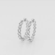 Flirty Style, Lab Grown, Lab Grown Diamonds, Inside Out, Floating, Lab, Hoop Earrings, White Gold