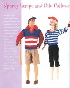 an image of a man and woman in knitted clothes with baseball equipment on their heads