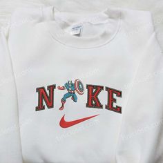 Captain America x Nike Embroidered Shirt, Nike Embroidered Shirt, Marvel Movie Embroidered Shirt Marvel Mood, Captain America Logo, Embroidered Shirts, Marvel Movie, Custom Nike, Movie Tees, Shirt Nike, 3d Shirt, Cap Men