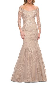 Mother Of The Bride Dresses Champagne, Embroidered Mermaid, Lace Long Gown, Short Sheath Dress, Dress Couture, Trumpet Gown, Lace Formal Dress, Mob Dresses, Prom Designs