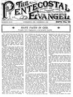 the front page of an old newspaper with black and white lettering on it, which reads have faith in god