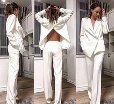 Free Wedding Dress, Formal Women, Cruise Dress, Wide Leg Pant Suit, Pant Suits, Women Office, Backless Top, Pants Suit, Women Formals