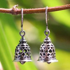 Fair Trade Sterling Silver Dangle Earrings - Temple Bell | NOVICA Temple Bell, Love Bells, Temple Bells, Earring Trends, Silver Bells, Daily Jewelry, Silver Dangle Earrings, Silver Work, Sterling Silver Dangle Earrings