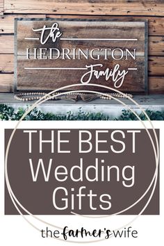 the best wedding gifts for the bride and groom on their wedding day, with text overlay