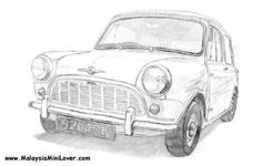 a pencil drawing of an old fashioned car